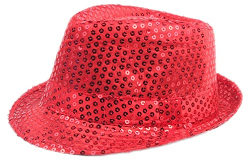 Sombrero de lentejuelas para Adulto Niño Sombrero de Copa Brillante Chistera, Fedora Trilby Hat Accesorio Disfraz de Discoteca Gorras Jazz para Carnaval, Fiesta Temática
