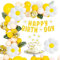 Decoración Margarita Fiesta, XXL Globos Margarita, Flores blancas Cumpleaños Globos con happy birthday Bandera, Globos Albaricoque para Boda Compromiso Baby Shower Fiesta Decoración Niñas Cumpleaños