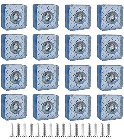 XNJIHWA 16Pezzi Piedini Morbidi in Gomma Tappetini per Mobili Quadrato Trasparente Azzurro Proteggere i mobili per Tavolo,Scrivania,Sedia,Divano,Gambe Mobili,30 * 30 * 10MM,con 16 Vite