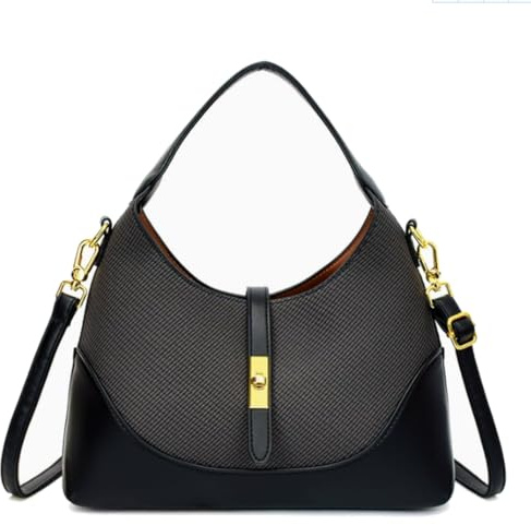 NFengHe Kleine Crossbody-Tasche für Damen, geflochten, trendige Ledertasche in Knöedelform, leichte Mini-Handtasche, A-Schwarz, Small