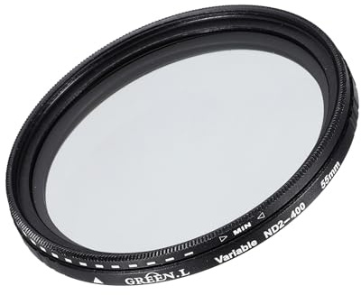 QUARKZMAN Filtro de Lente ND2-400 Filtro de Densidad Neutra Variable Filtro ND Circular de 55mm Filtro de Escala de Grises para Fotografía de Cámara Lente