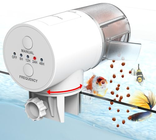 JuzPetz - Dispensador Automático de Alimento para Peces | 4 temporizadores programables | Comedero Automático para Acuario | Accesorio para Acuario | Blanco automatico Peces | Blanco