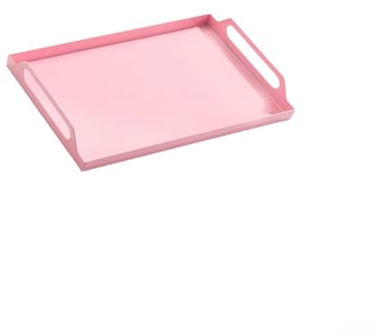 Serviertablett aus Metall mit Griffen, Bauernhaus-Tablett-Organizer, rechteckiges Couchtisch-Tablett, zum Essen, Aufbewahren, Schlafzimmer, Küche (rosa)
