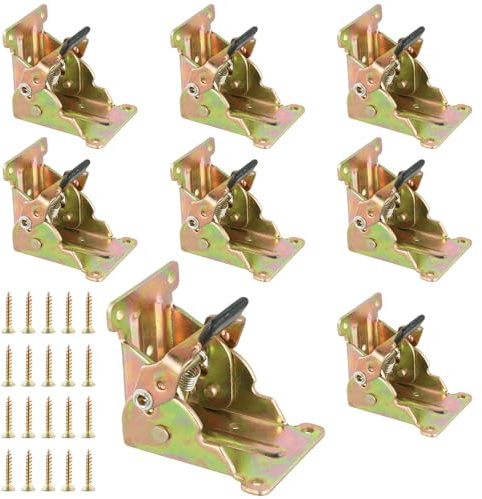 TAICHEUT 8 bisagras plegables para patas de mesa, bisagra plegable de bloqueo automático de 90 grados, extensión de bloqueo plegable, soporte de patas de cama para patas plegables, banco de trabajo