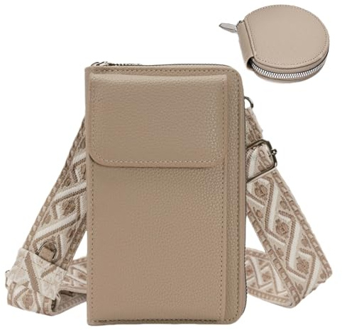 ZMDB Handytasche Damen zum Umhängen, RFID-Blockierung Große Kapazität Handy Umhängetasche Damen PU Leder Handytasche mit Abnehmbarem Schultergurt, Handy Schultertasche mit Geldbörse