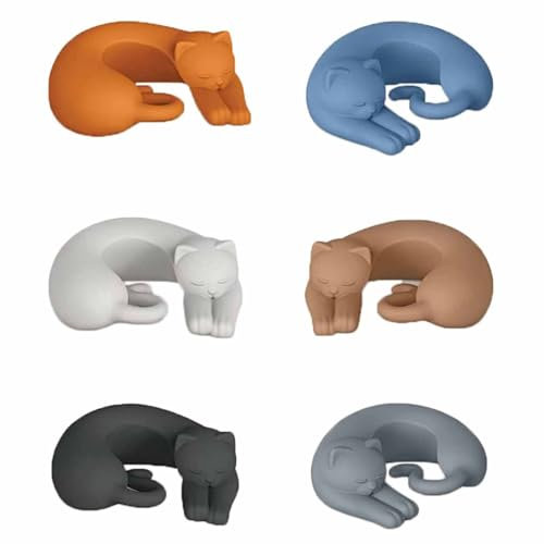 6 Pcs Cat Drink Markers Silicone Animal Wine Glass Label Cartoon Cat Wine Glass Charms for Home Bar Party Wedding