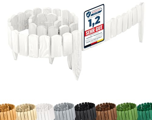 Garronda Rasenkante Holz Beeteimfassung imprägniert 200 cm x 8 cm Flexibler Rollborder Zaun für Garten GD-0106 (Weiß, Höhe: 8 cm)