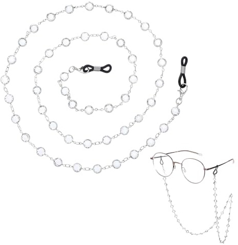 InnoHHustle Brillenketten Brillenband für Damen Silberfarben Brillen Halter Perlen Augenglasketten Elegante Brillenbandhalter mit Kristallperlen Sonnebrillenkette Lesebrillen Perlen Brillen Hals Cord