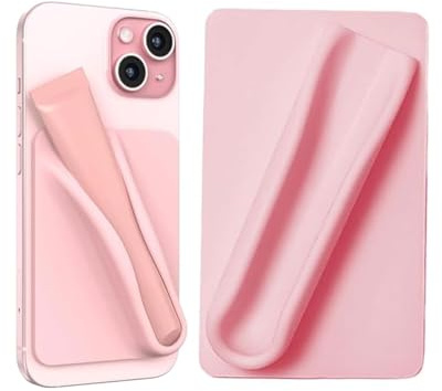 TPZORJX Lipgloss-Schutzhülle für Handy, lipgloss handyhülle，handyhülle lipgloss halter，seidiges Silikon, zum Aufkleben, kompatibel mit iPhone, Samsung, Galaxy, Android-Smartphones (Rosa)
