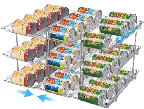 3-Tier Clear Can Organizer for Pantry, Stackable Beverage Holder, Modular Design, Transparent Beverage Dispenser, Stackable Beer and Beverage Storage Rack