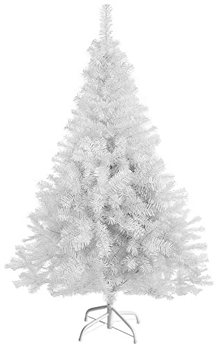 Homucasa 150cm Künstlicher Weihnachtsbaum Weiß, PVC Tannenbaum wie echt, Christmas Tree mit Stabil Metallständer, Christbaum Weihnachten Dekoration für Wohnzimmer Büro Feier Weihnachtsmarkt