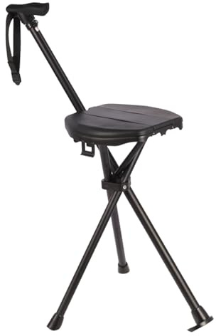 Btgghytr Bastone da passeggio pieghevole portatile con sedile sgabelli antiscivolo sedia da campeggio in alluminio leggero
