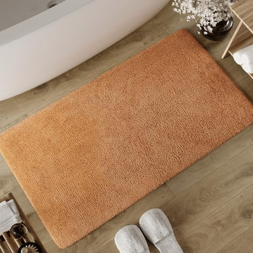 Wecon Home Badteppich Erik, 80 x 150 cm, terrakotta | weicher, getufteter Baumwollteppich, Rutschhemmend & waschbar mit weichem Flor und klarer Optik