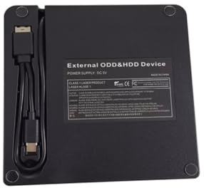 LIGIGWASH Unidad Externa de DVD y CD Tipo C para Portátil y Escritorio, Grabadora Multifunción Ligera Interfaz USB 3.0 y Diseño Clásico en Abs Negro