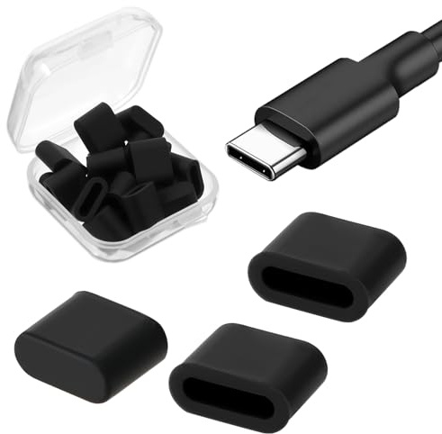 20Pcs Usb C Dust Cover, Silicone Black Usbc Cover Cap Reusable Lightweight Type C Protector Cap Portable Anti Dust Caps for Charging Male Port