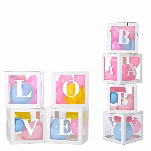KIMISS Cajas Transparentes para Globos para Decoración de Baby Shower y Fiesta de Cumpleaños, Cajas de Bloques Transparentes Reutilizables para Compromiso y Decoración del Hogar