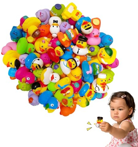 Anatre di - Set di mini anatroccoli per vasca da bagno da 50 pezzi | Giocattolo galleggiante da bagno per bambini, anatre gialle, decorazione per la doccia, Forniture per giochi di souvenir per