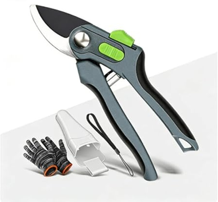 OUPADOS Sécateur à enclume à cliquet haute performance - 210 mm - Lame SK5 de 35 mm - Diamètre de coupe pour bois frais, dérivation - Sécateur à rosiers