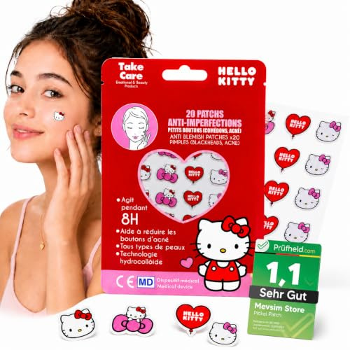 Hello Kitty Parches Granos 20 Parches - Pimple Patch Hidrocoloide Invisible - Parche Acne Cara - Pegatinas Granos Estrella - Tratamiento Anti Imperfecciones Acné Facial Día y Noche