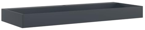 Qnhdfrt Waschbecken 120x46x11 cm Anthrazit aus Mineralguss - Moderner Waschtisch für Wandmontage oder als Aufsatzbecken - Zeitloses Design für Bad und Gäste-WC