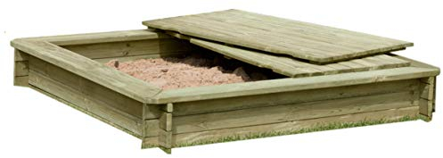 Gartenpirat Sandkasten mit Deckel Kinder Holz 180x 180 cm imprägniert TÜV geprüft