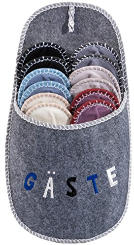 ONVAYA ABS Gästehausschuhe Gast 6er Set | Gästepantoffel | Hausschuhe | Pantoffel | Gästeschlappen | Hüttenschuh | Antirutsch | Filz