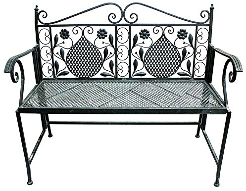 LINDER Gartenbank 107cm 2-Sitzer Antik Design Eisenbank Parkbank Sitzbank Gartenmöbel