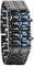 JewelryWe Herren Armbanduhr, Blau LED Digitaluhr Uhr Sportuhr Schwarz Armband Unisex Samurai Watch