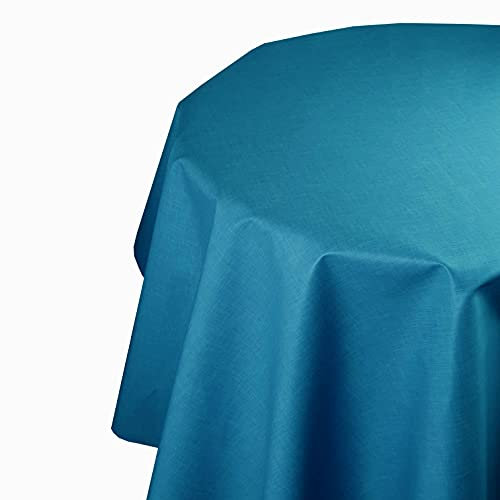d-c-fix Wachstuch Wachstischdecke Hochwertige Tischdecke Farbe und Größe wählbar Unverwüstlich Petrol Türkis Oval 130 x 160 cm abwaschbar
