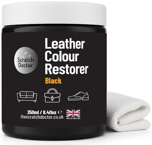 Leather Colour Restorer Baume réparateur de couleur pour meubles en cuir absorbants décolorés et usés (noir, 250 ml)
