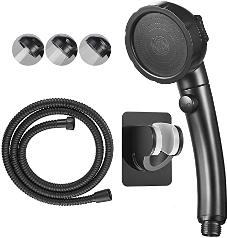 KAIYING Pommeau de douche à main haute pression sans perçage avec interrupteur de pause marche/arrêt, 3 modes de pulvérisation, économie d'eau, accessoires de douche amovibles pour chiot (N : pommeau