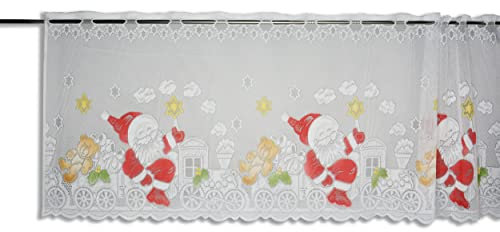 Scheibengardine | Weihnachtsmann | Zug | HxB 50x140cm | Stern Winter Advent rot |