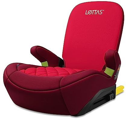 LETTAS I-SIZE Kindersitzerhöhung Auto Gruppe 3 (ca. 6–12 Jahre, 125-150 cm,) Autositz/Kindersitz mit ISOFIX ECE R129 (Rot/Wein)