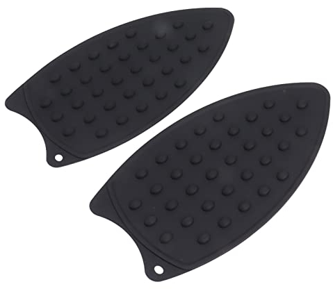 Miokycl 2Pcs Silicone Iron Rest Pad Durable Impact Resistant Heat Resistant Iron Mat for Ironing Boards Irons (Black)
