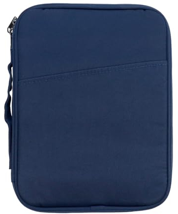 Mewutal Marineblaue Buchhülle mit Reißverschluss, Nylon, Buchumschläge, 27,9 x 22,9 cm, waschbar, Buchschutz, Stoff, Buchhülle, Taschen für Buchliebhaber, Bürodokumente