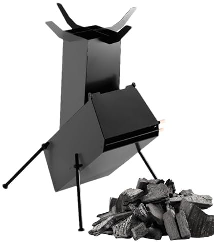 Poêle à fusée à bois - Poêle à bois portable - Réchaud d'extérieur compact pour la cuisine en plein air pour le camping, la randonnée, la chasse, le barbecue, le four de tente