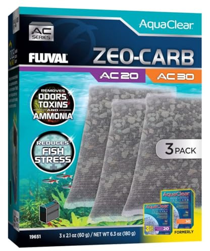 Fluval - Zeo-Carb für AC20/AC30 Power Filter, 6.3 oz / 180 g, 3er-Pack - Fördert klares Wasser, verbessert die Gesundheit der Fische, für den Einsatz in Süß- und Salzwasseraquarien