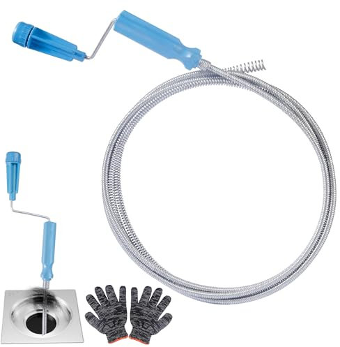 WUFANC Sonda Sturatubi, Molla Sturatubi Ø 6 mm x 5 m, Stura Lavandini Con Spirale Di Pulizia, Per Intasamenti Ostinati, Stura Tubi Di Scarico Adatto Per La Pulizia Degli Scarichi Di Wc, Lavandini