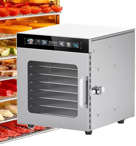 forplubossmmp Deshidratadores De Alimentos Eléctricos - 8/12 Capas, Máquina Secadora De Frutas Y Carne De Acero Inoxidable con Temporizador De 24 Horas, Máquina Deshidratadora De Carne Seca,8-Layer