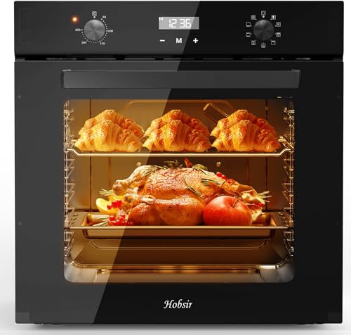 Hobsir hob 60cm Built-In Electric Oven with 60L Capacity & 9 Functions | 250℃ High-Temperature Cooking, 120-Minute Timer | Perfect for Baking, Roasting, and Family Kitchens
