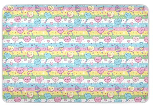 Cane Candy Babybettunterlage mit Cartoon-Motiv, weich, saugfähig, maschinenwaschbar, Inkontinenzeinlagen für Kinder, Erwachsene, Haustiere, 132,1 x 86,4 cm (L x B)