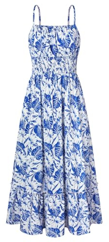 GRACE KARIN Vestido de mujer plisado A-Line sin mangas estampado floral con hombros finos, L
