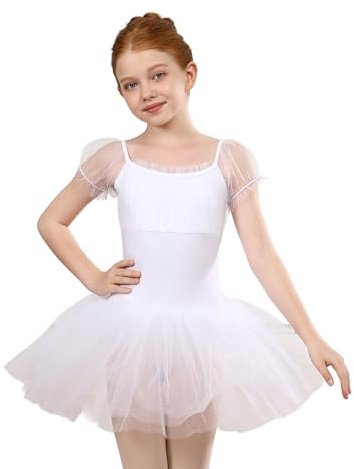 Tutú Vestido Ballet Niña Tutú de Ballet para Bailarina con Mangas Cortas, 7038-morado, 10-11 años