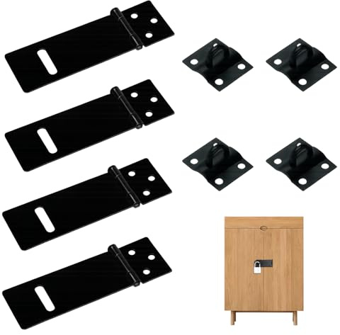 4 Pack Heavy Duty Padlock Hasp, Padlock Latch Set, Shed Locks and Latches with Screws, Hasp and Staple Heavy Duty Security Clasp, Ideal for Garden Gates, Cabinets, Windows, and Wooden Fences