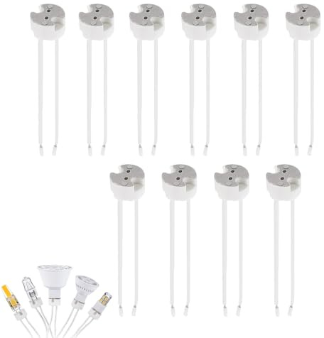 10 PCS Mr16 Gu5.3 LED Holder Lamp Socket, Light Socket, Mr16 Lamp Holder, for LED & Halogen Bulbs Bi-Pin Base Connector Adapter, Lamp Holder Ceramic Base