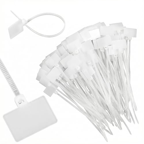 DOPENSPI 200 fascette stringicavo con area di etichettatura dei cavi, colore bianco, per la gestione dei cavi, per l'organizzazione di oggetti in ufficio, auto e viaggi