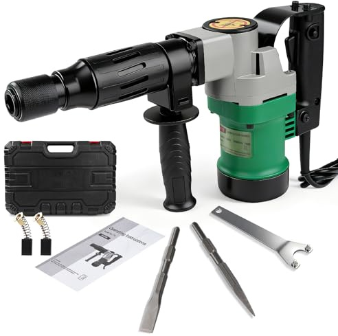 Abbruchhammer Stemmhammer, 1400W 30Joule Bohrhammer SDS Plus Betonhammer Betonbrecher Mit SpitzmeißEl, FlachmeißEl, 3600 BPM SDS-MaxElektroabbruchhammer Mit Anti-Vibrationshandgriff FüR Beton