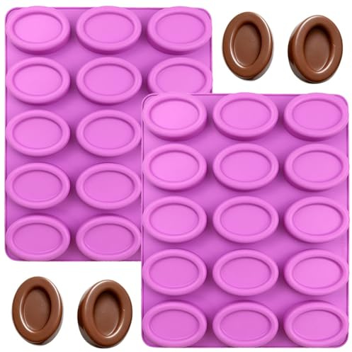 YXHZVON Moule à Savon Ovale, 2 Pièces Moule en silicone 15 Cavités, Moules Patisserie pour Bombes de Bain et Savons, Chocolat, Glaçons