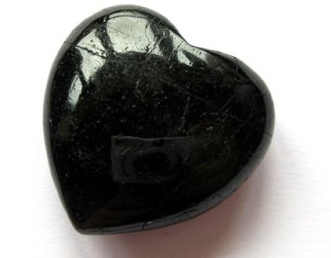 Herz Edelstein-Herz schwarzer Turmalin Schörl stabilisiert 3 cm