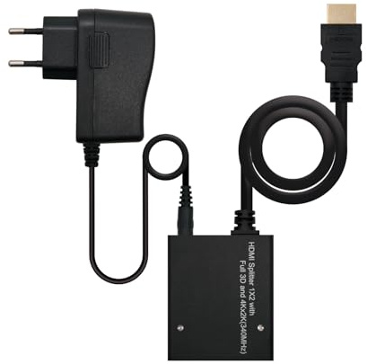 NANOCABLE 10.25.3502 - Splitter 1x1 ad Alta Velocità HDMI V1.3 con Treccia, con Cavo di Alimentazione e 50 cm